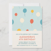 4. Geburtstag Einladungen Balloons Moderne (Vorderseite)