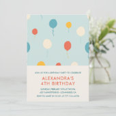 4. Geburtstag Einladungen Balloons Moderne (Stehend Vorderseite)