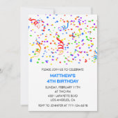 4. Geburtstag Einladungen Confetti Rainbow Boy (Vorderseite)