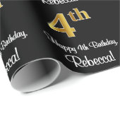 4. Geburtstag: Elegante Luxuriöse Imitate Gold Loo Geschenkpapier (Rolleneckpunkt)