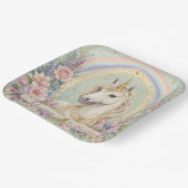 4. Geburtstag Elegantes Einhorn Regenbogen  Pappteller (Gewinkelt)