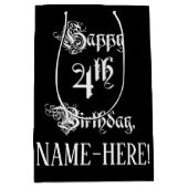 4. Geburtstag: Extravagant, elegant, Script + Indi Mittlere Geschenktüte (Vorderseite)