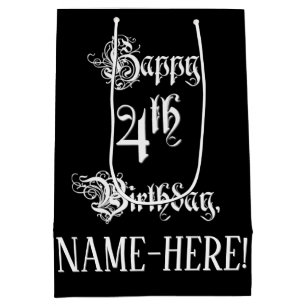 4. Geburtstag: Extravagant, elegant, Script + Indi Mittlere Geschenktüte