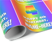 4. Geburtstag: Farbenfroh, Fun Rainbow Pattern # 4 Geschenkpapier (Rolleneckpunkt)