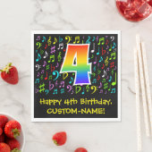 4. Geburtstag - Farbige Musiksymbole, Regenbogen 4 Serviette (Beispiel)
