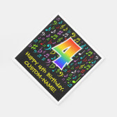4. Geburtstag - Farbige Musiksymbole, Regenbogen 4 Serviette (Ecke)