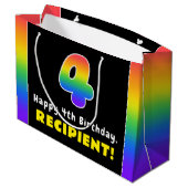 4. Geburtstag: Farbiger Regenbogen # 4, Individuel Große Geschenktüte (Rückseite Schrägansicht)