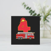 4. Geburtstag Feuerwehrmann Feuerwehrfahrzeug Gesc Einladung (Stehend Vorderseite)