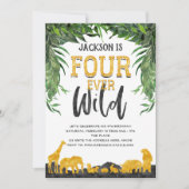 4. Geburtstag, Fourever wild, Jungle, Safari Einladung (Vorderseite)