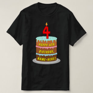 4. Geburtstag — Fun Cake & Candle, w/Individuelle T-Shirt