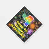 4. Geburtstag: Fun Fireworks Pattern + Regenbogen  Serviette (Ecke)