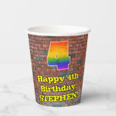 4. Geburtstag: Fun Graffiti Inspiriert Regenbogen Pappbecher (Rückseite)