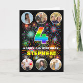 4. Geburtstag: Fun Rainbow #, Individuelle Name & Karte (Vorderseite)