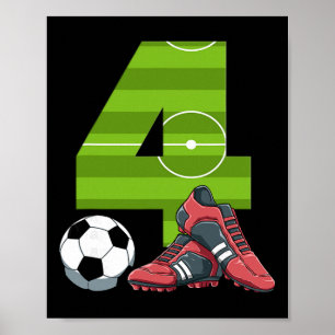 4 Geburtstag Fußball Erster Geburtstag Fußball Kin Poster