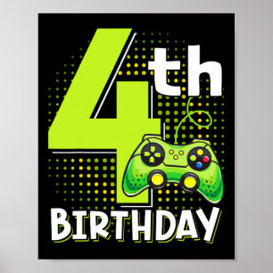 4. Geburtstag Gamer 4 Jahre Altes lustiges Videosp Poster