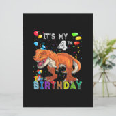 4. Geburtstag Geschenke Kinder Jungs Dino T Rex Di Karte (Stehend Vorderseite)