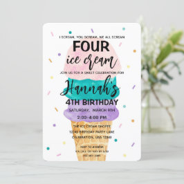 4. Geburtstag Girls Ice Creme Party Einladung