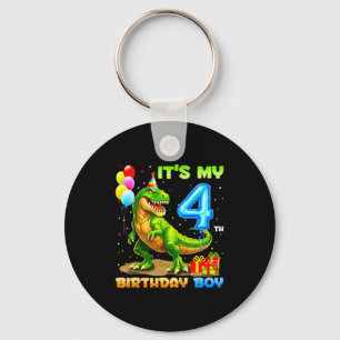 4. Geburtstag glücklicher 4-jähriger T-Rex-Shirt J Schlüsselanhänger