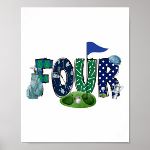 4. Geburtstag Golf Themenparty Golf Girl Boy Birth Poster