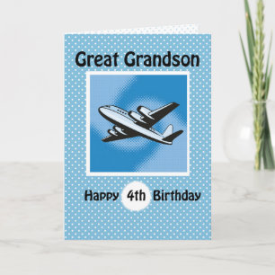 4. Geburtstag, Großer Enkel, Flugzeug auf Blue Karte