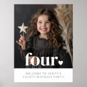 4. Geburtstag Herzstück Foto Begrüßungszeichen Poster (Vorne)