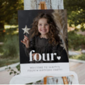 4. Geburtstag Herzstück Foto Begrüßungszeichen Poster