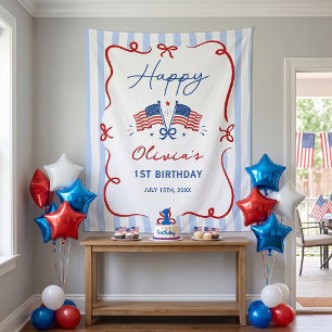 4. Geburtstag im patriotischen Thema Wandteppich