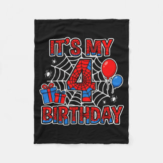 4. Geburtstag Junge 4 Jahre alte Spinnennetz-Gebur Fleecedecke
