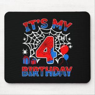4. Geburtstag Junge 4 Jahre alte Spinnennetz Gebur Mousepad