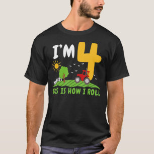 4. Geburtstag Junge 4 Jahre alter Hof LKW Traktor T-Shirt
