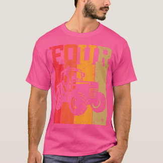 4. Geburtstag Jungen 4 Jahre alt vier Traktor Land T-Shirt