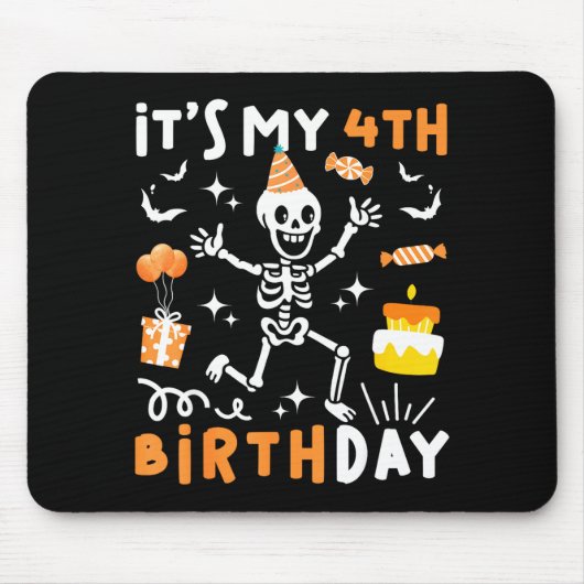 4. Geburtstag Kinder lustiges Skelett 4. Geburtsta Mousepad (Vorne)