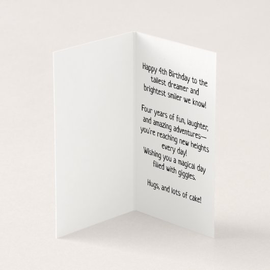 4. Geburtstag - Kinderkarte (Innenseite)