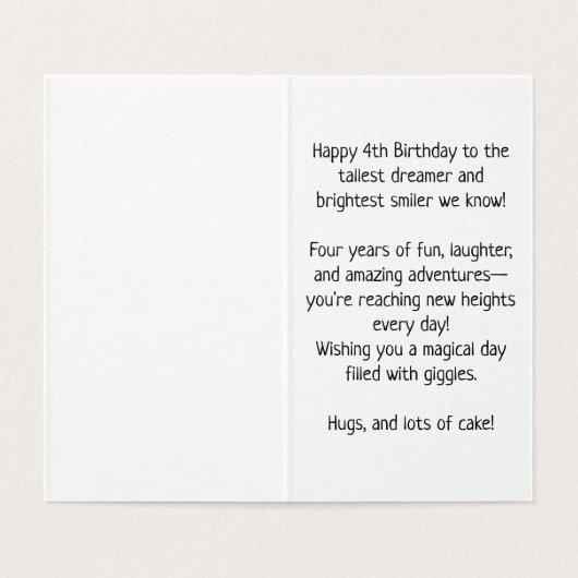 4. Geburtstag - Kinderkarte (Innenseite Aufgefaltet)