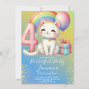 4. Geburtstag Kitten Rainbow Party Einladung