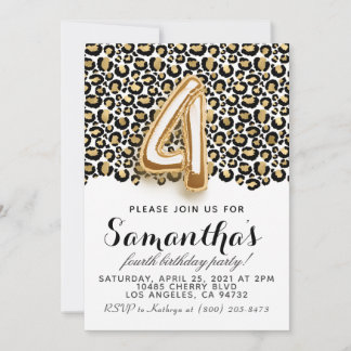4. Geburtstag Leopard Animal Print Einladung