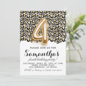 4. Geburtstag Leopard Animal Print Einladung (Stehend Vorderseite)