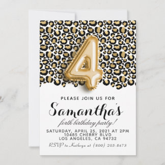 4. Geburtstag Leopard Animal Print Einladung
