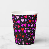 4. Geburtstag: Liebes Herz Muster, Regenbogen 4 Pappbecher (Rückseite)