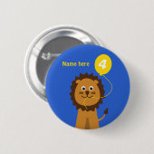 4. Geburtstag Löwe hinzufügen Namen blau Button (Vorne & Hinten)