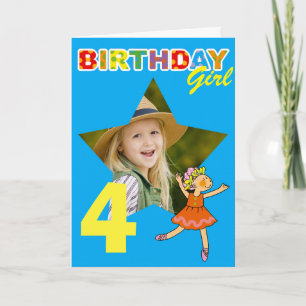 4. Geburtstag Mädchen Ballerina Foto Design Karte
