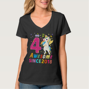 4. Geburtstag Mädchen Einhorn Party 4 Jahre alte E T-Shirt