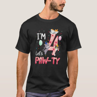 4. Geburtstag Mädchen Katze Kätzchen 4 Jahre alt B T-Shirt
