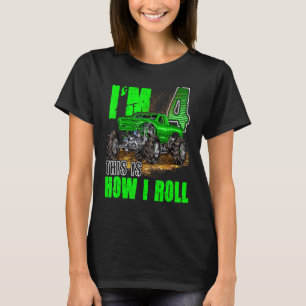 4. Geburtstag Monster Truck für Jungen und Mädchen T-Shirt