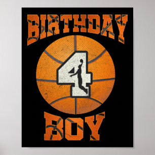 4. Geburtstag Outfit Boy Basketball 4 4 Jahre alt Poster