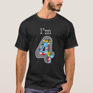 4. Geburtstag Party 4 Jahre Alte Autos geboren T-Shirt