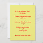 4. Geburtstag Party Einladung Teddy Bears Party (Rückseite)