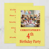 4. Geburtstag Party Einladung Teddy Bears Party (Vorne/Hinten)