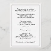 4. Geburtstag Party — Elegantes Script + Individue Folieneinladung (Rückseite)