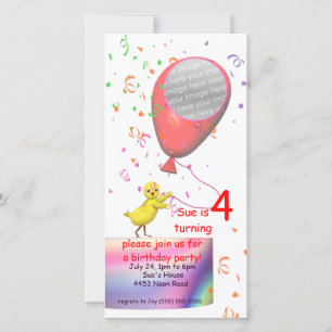 4. Geburtstag Party Huhn Invite Red Balloon
